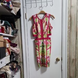 Floral Pink and Green Women's Dress